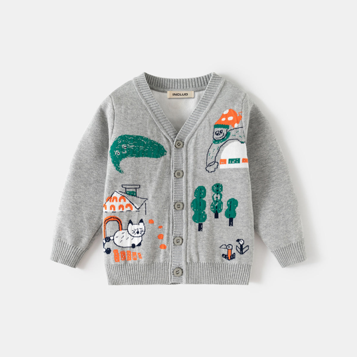 Boys Grey Self-Design Cardigan Sweaters & Cardigans