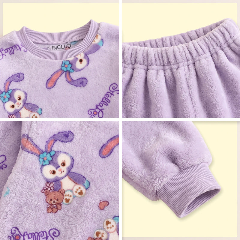 Girls Purple Bunny Printed Sweatshirt With Pants Sets 2 pc. Sets