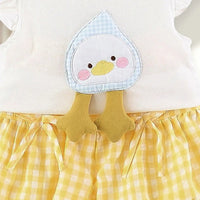 Girls Duck Applique Round Neck Top With Yellow Elasticated Shorts Sets 2 pc. Sets
