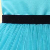 Girls Turquoise Blue Floral Applique Fit & Flare Party Dress Party Dresses