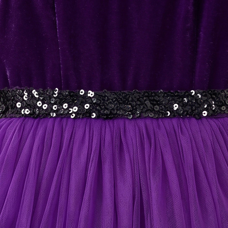 Girls Purple Sleeveless Floral Applique Fit & Flare Party Gown Party Dresses