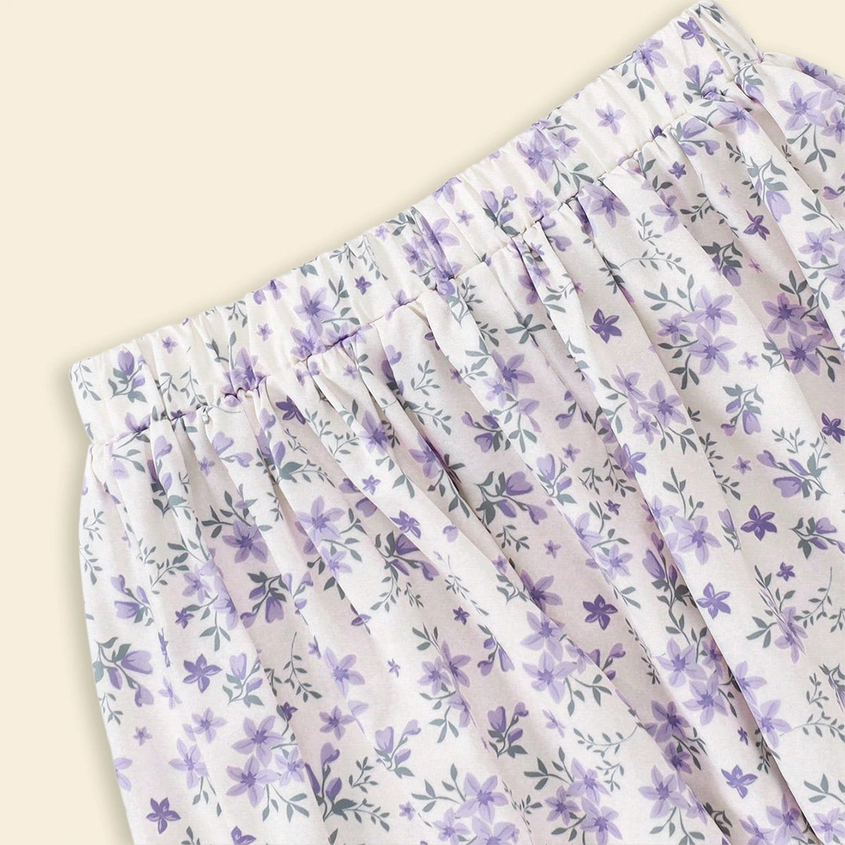 Girls Purple Floral Bell Sleeve Shrug With Tank Top & Printed Skirts Sets Sets