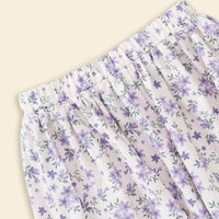 Girls Purple Floral Bell Sleeve Shrug With Tank Top & Printed Skirts Sets Sets