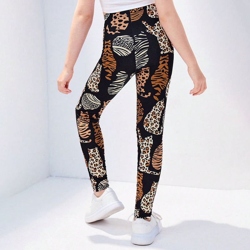Girls Black Animal Print Leggings Leggings & Tights