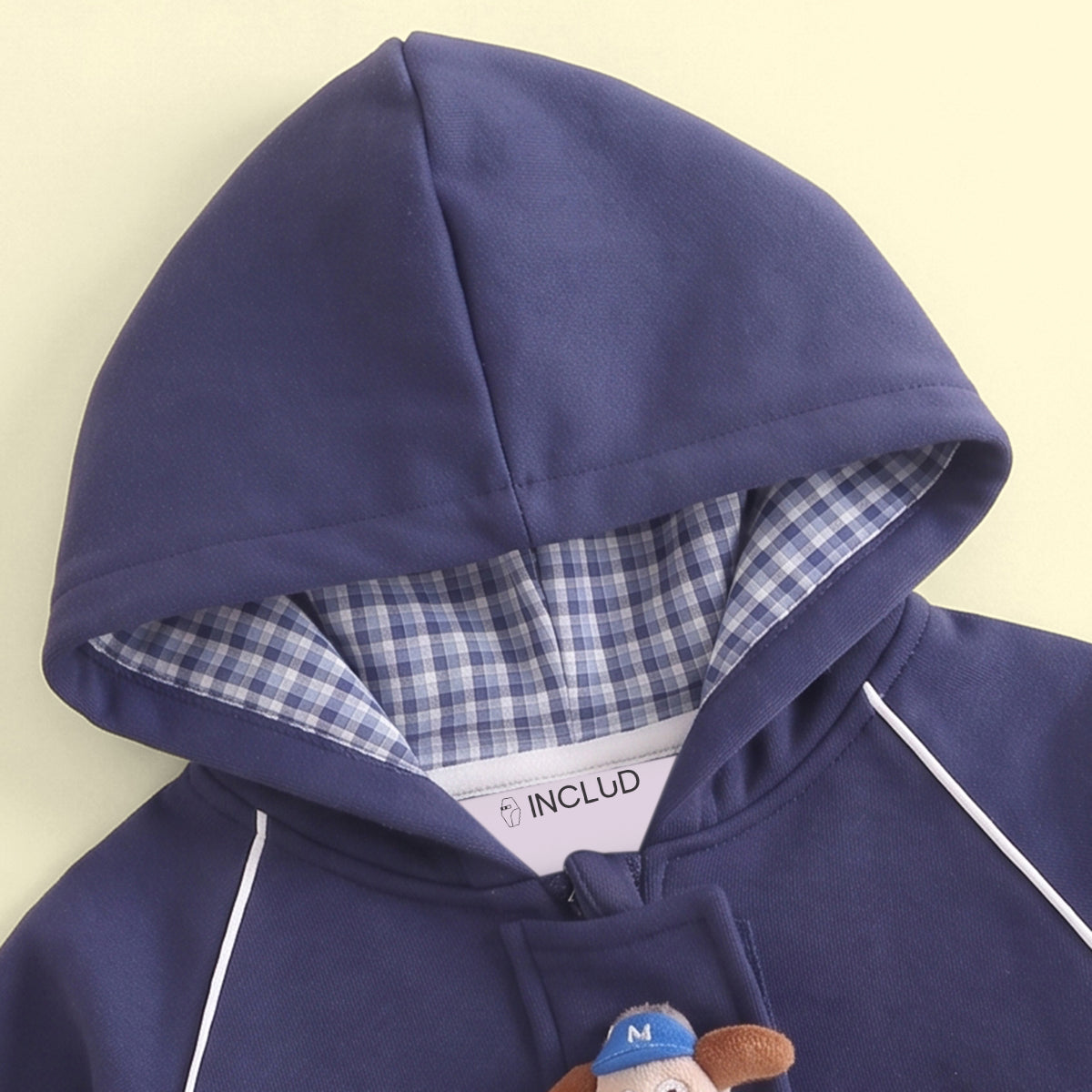 Boys Navy Blue Applique Hooded Zip-up Sweatshirt With Pants Sets Sets