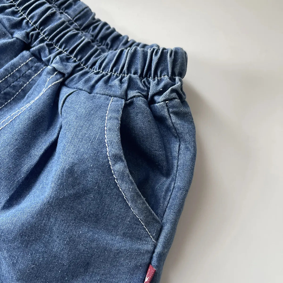 Girls Blue Denim Heart Embroidered Top With Capri Sets Sets