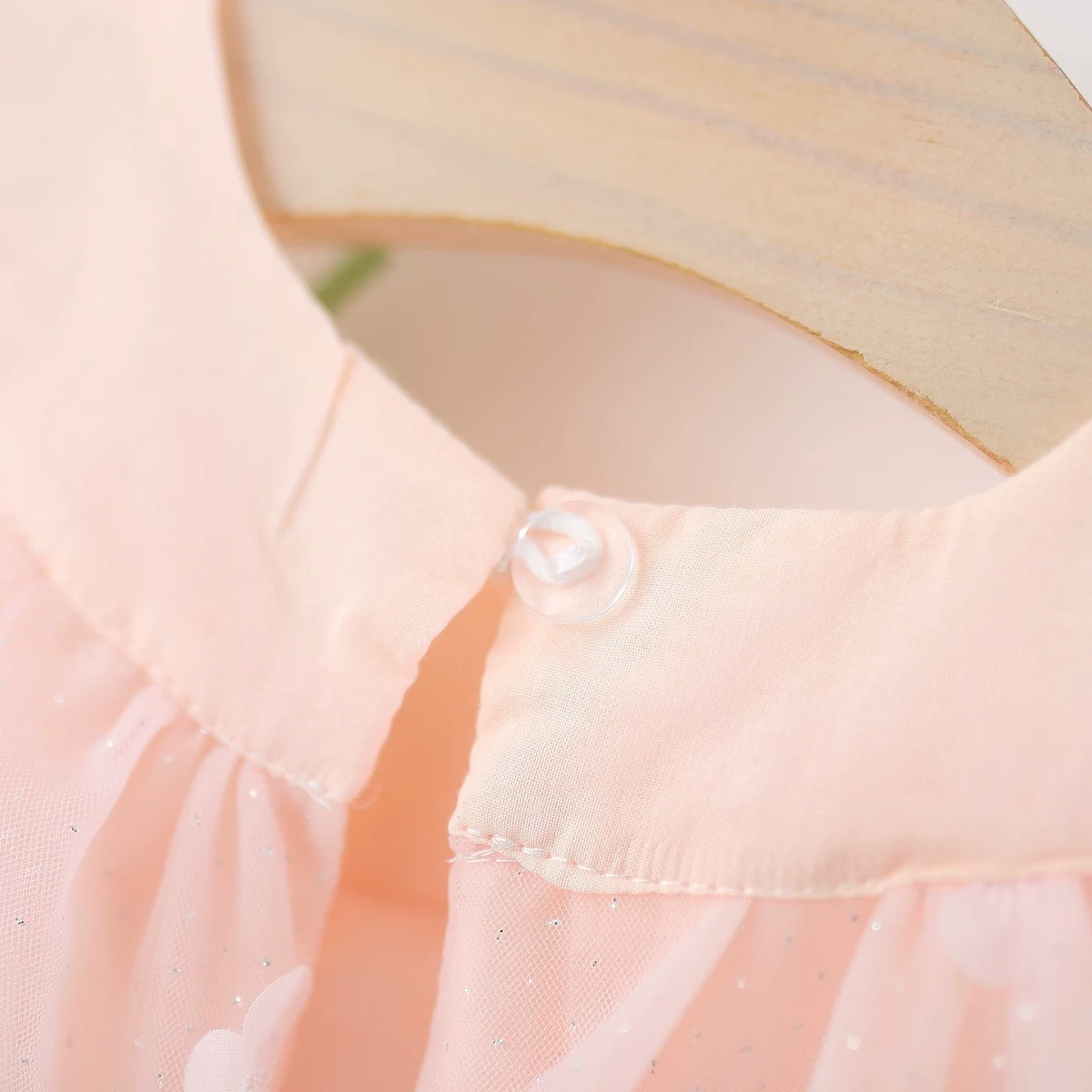 Girls Pink Floral Print Tulle Overlay A-Line Dress With Flower Applique Casual Dresses