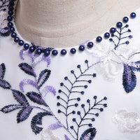 Girls Navy Blue Embroidered Sleeveless High-Low Party Wear Dress Party Dresses