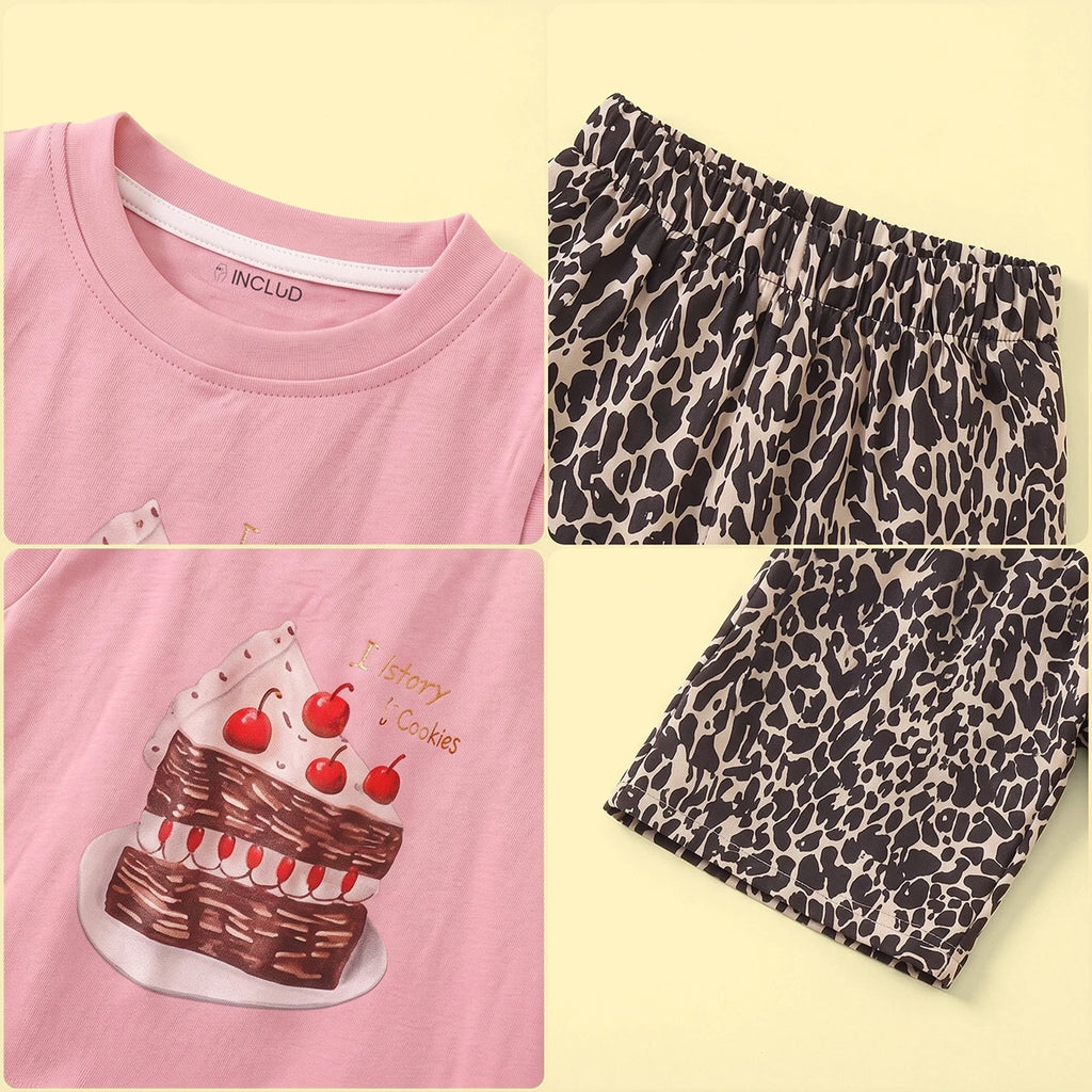Girls Pink Graphic Sleeveless Top With Pants Sets 2 pc. Sets