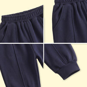 Boys Navy Blue Solid Elasticated Waist Jogger Joggers