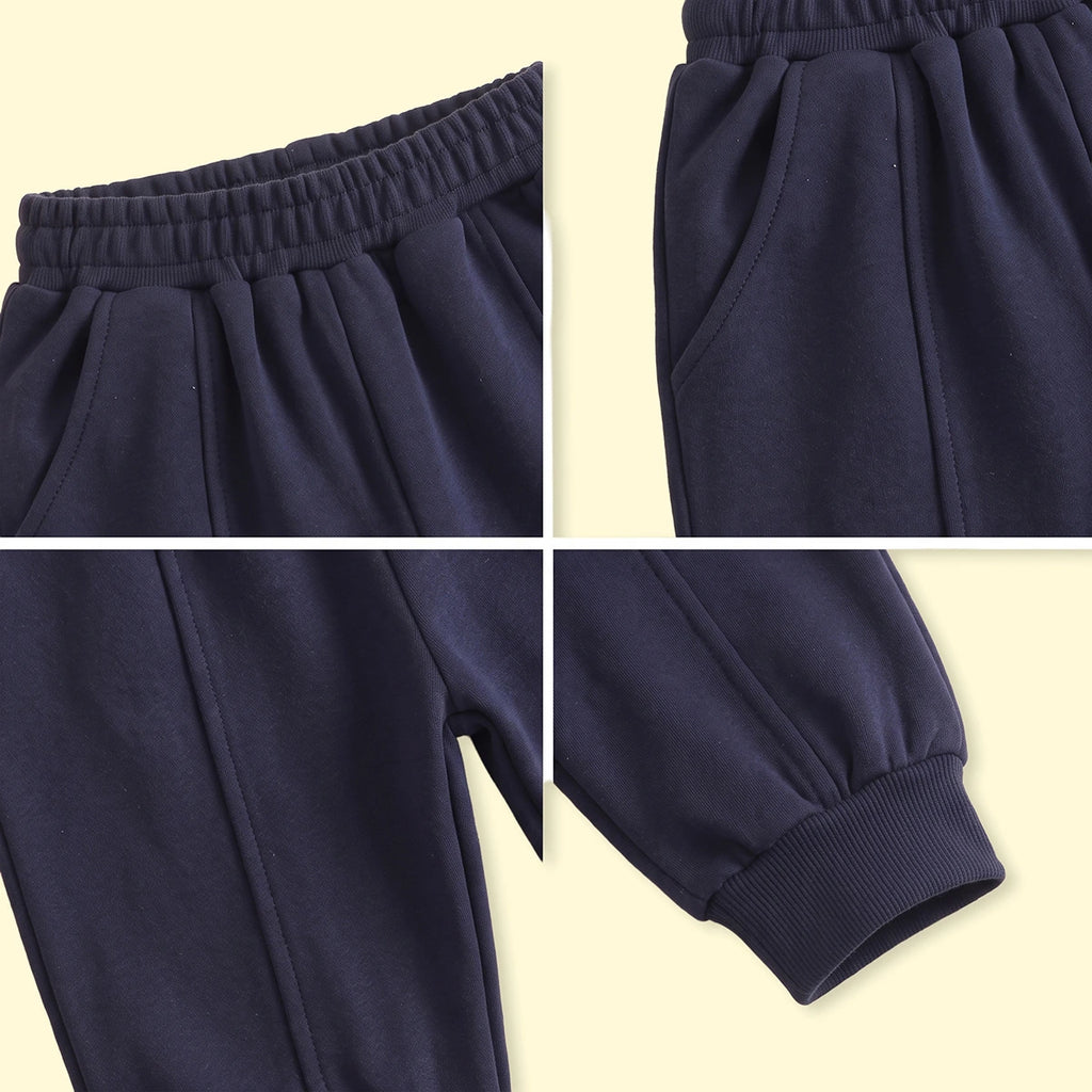 Boys Navy Blue Solid Elasticated Waist Jogger Joggers
