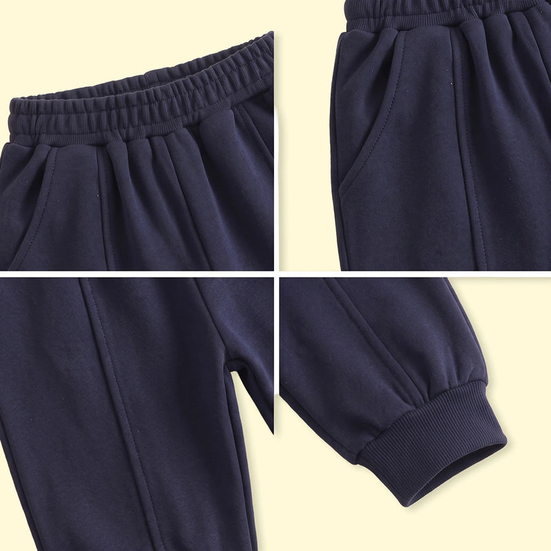 Boys Navy Blue Solid Elasticated Waist Jogger Joggers