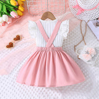 Girls Pink Solid Skirt With Self Designed Top Summer Set 2 pc. Sets