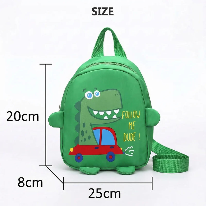 Kids Green Dinosaur-Theme Cotton School Backpack Trending Accessories