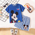 Boys Blue Mickey Mouse Print Short Sleeve T-Shirt With Shorts Sets 2 pc. Sets Blue 3-4 Y