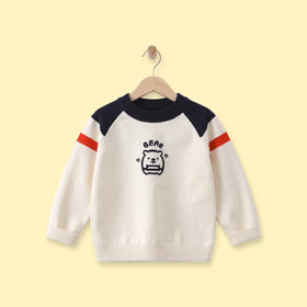 Boys Cream Bear Typographic Knitted Sweater Sweaters & Cardigans Cream 1-2 Y