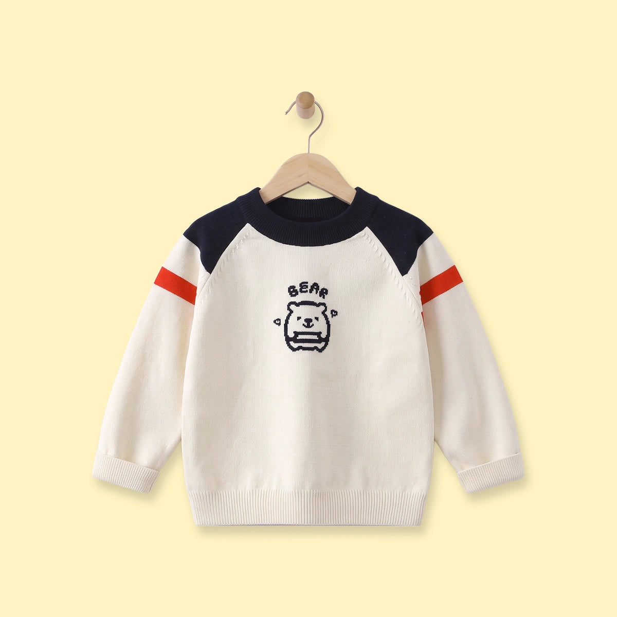 Boys Cream Bear Typographic Knitted Sweater Sweaters & Cardigans Cream 1-2 Y