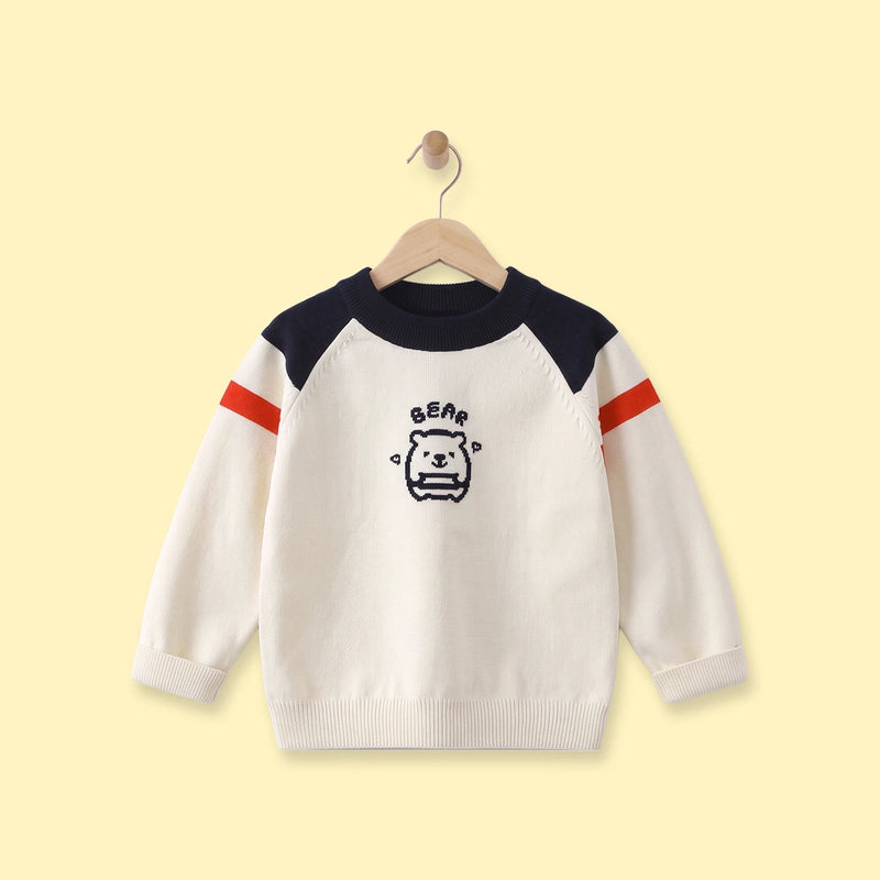 Boys Cream Bear Typographic Knitted Sweater Sweaters & Cardigans Cream 1-2 Y