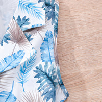 Girls Blue Tropical Print Waistcoat and Shorts with Solid Tee Set Sets