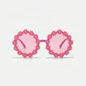 Girls Pink Daisy Flower Round Sunglasses Sunglasses