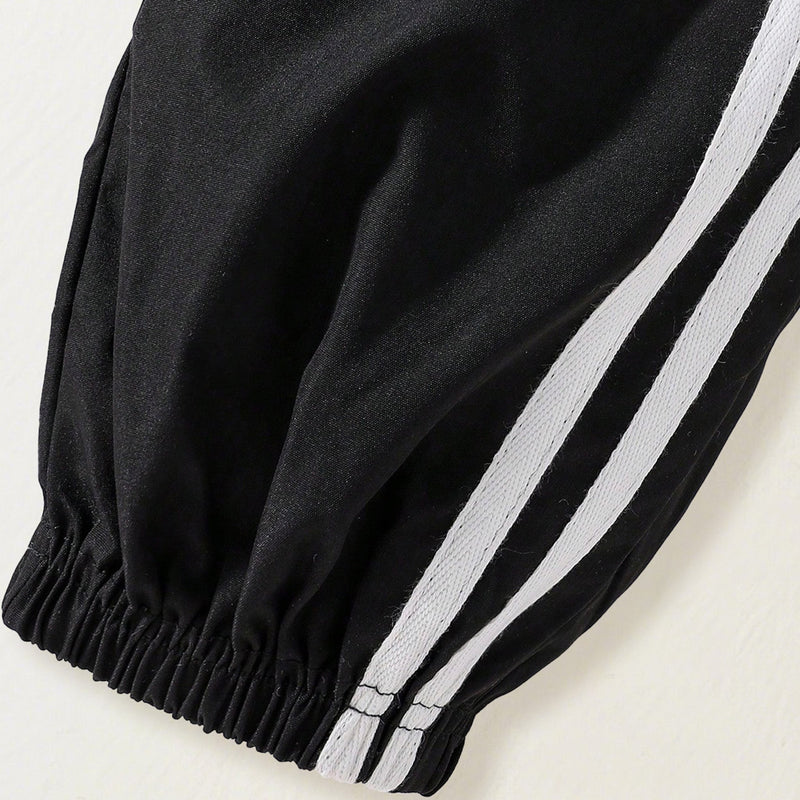 Boys Black Side Striped Track Pants Trackpants & Joggers