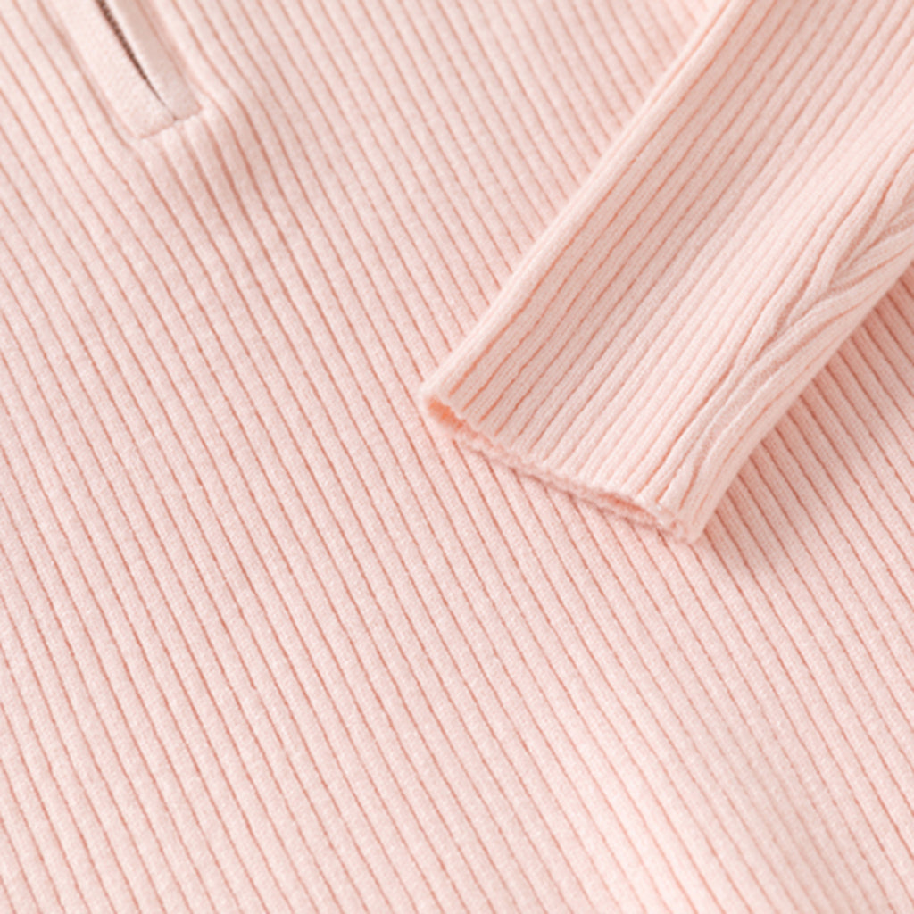 Girls Pink Self-Design Stripes Winter Polo T-Shirt Tshirts