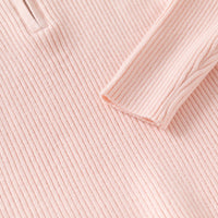 Girls Pink Self-Design Stripes Winter Polo T-Shirt Tshirts