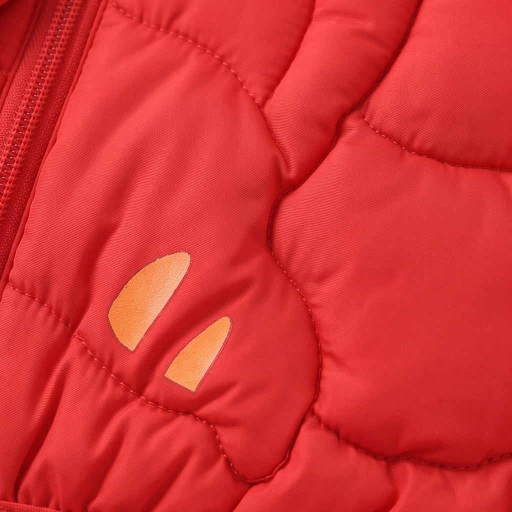 Girls Red Bear Ear On Hood Quilted Zip-up Jacket Coats & Jackets