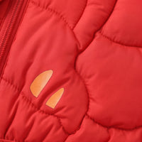 Girls Red Bear Ear On Hood Quilted Zip-up Jacket Coats & Jackets