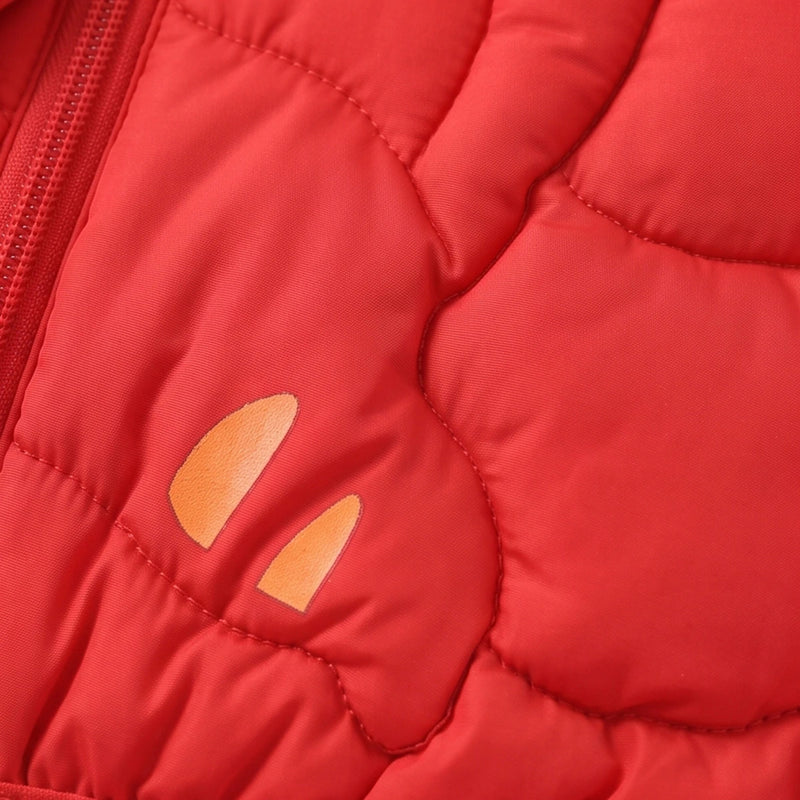 Girls Red Bear Ear On Hood Quilted Zip-up Jacket Coats & Jackets