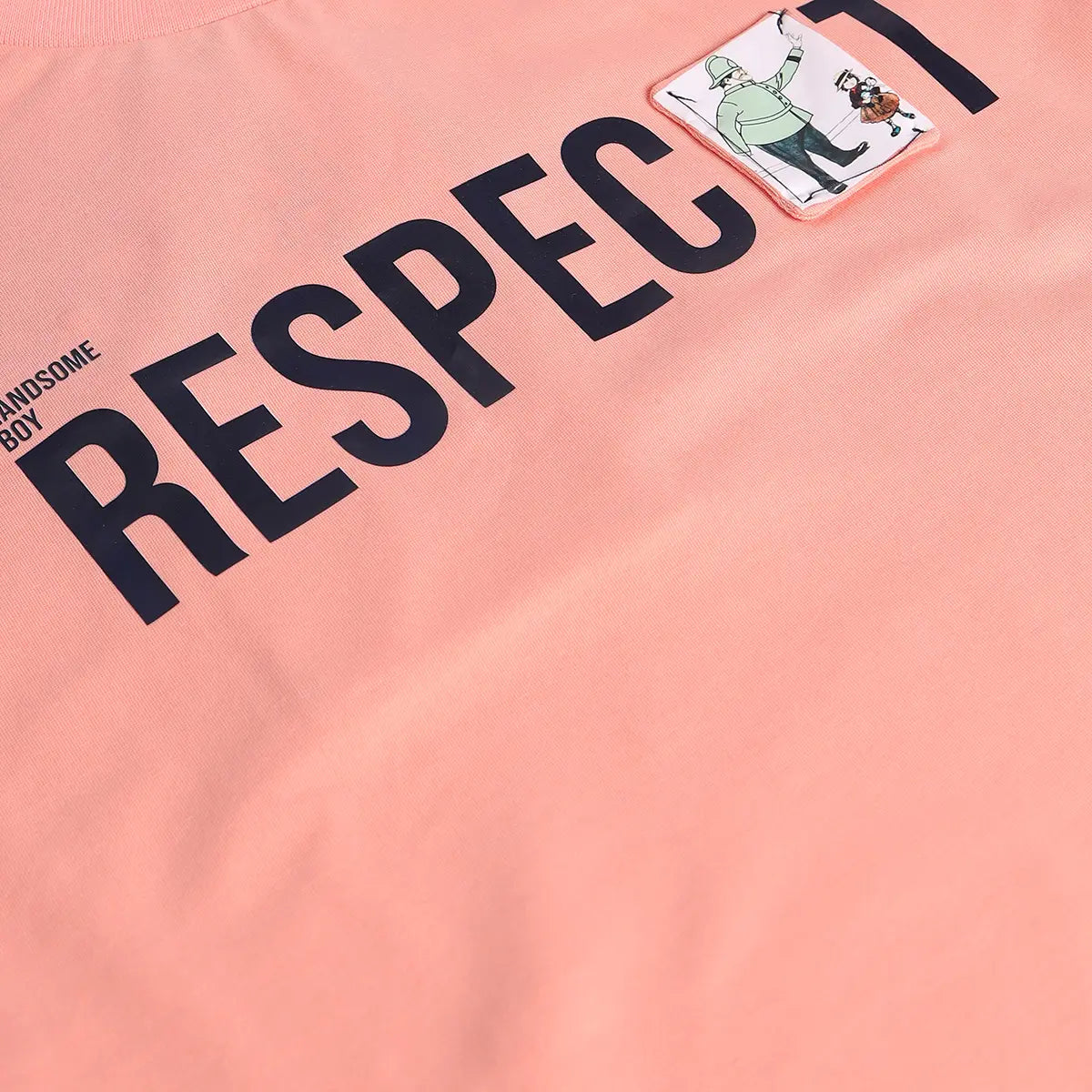 Boys Peach Typographic T-Shirt With Elasticated Shorts Sets 2 pc. Sets