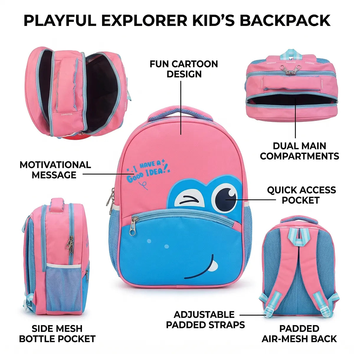 Girls Pink Cartoon Canvas School Backpack Trending Accessories