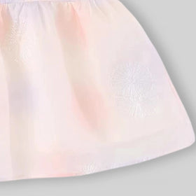Girls Light Pink Floral Embroidered Sleeveless Fit And Flare Dress Casual Dresses