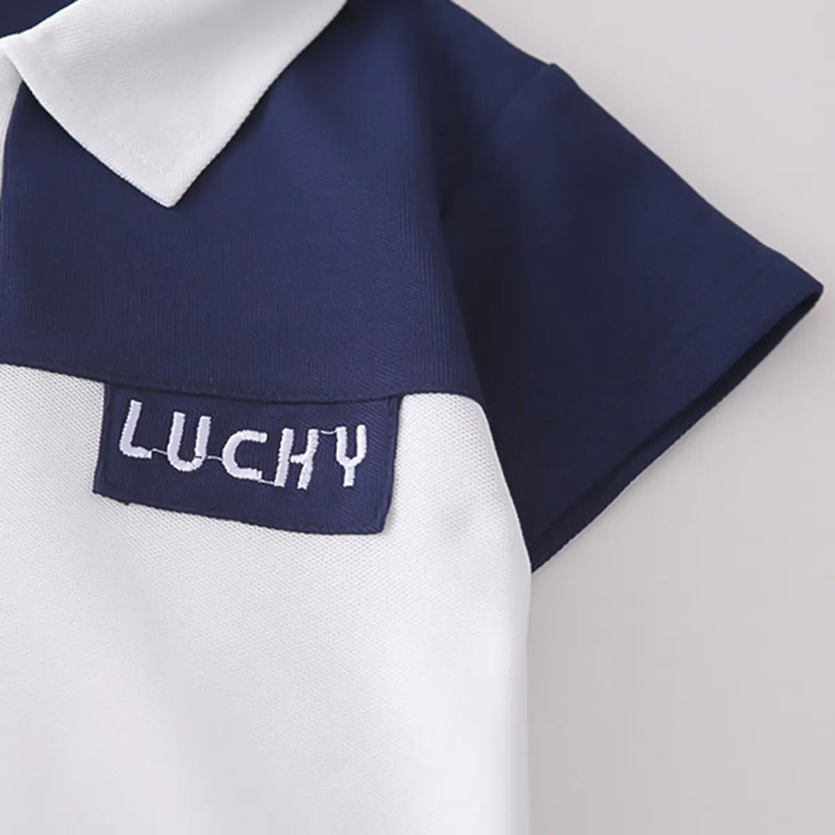 Boys White Typographic Printed Polo T-Shirt With Denim Shorts Sets 2 pc. Sets