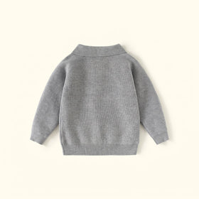 Boys Grey Long Sleeve Textured Polo Sweater Sweaters & Cardigans