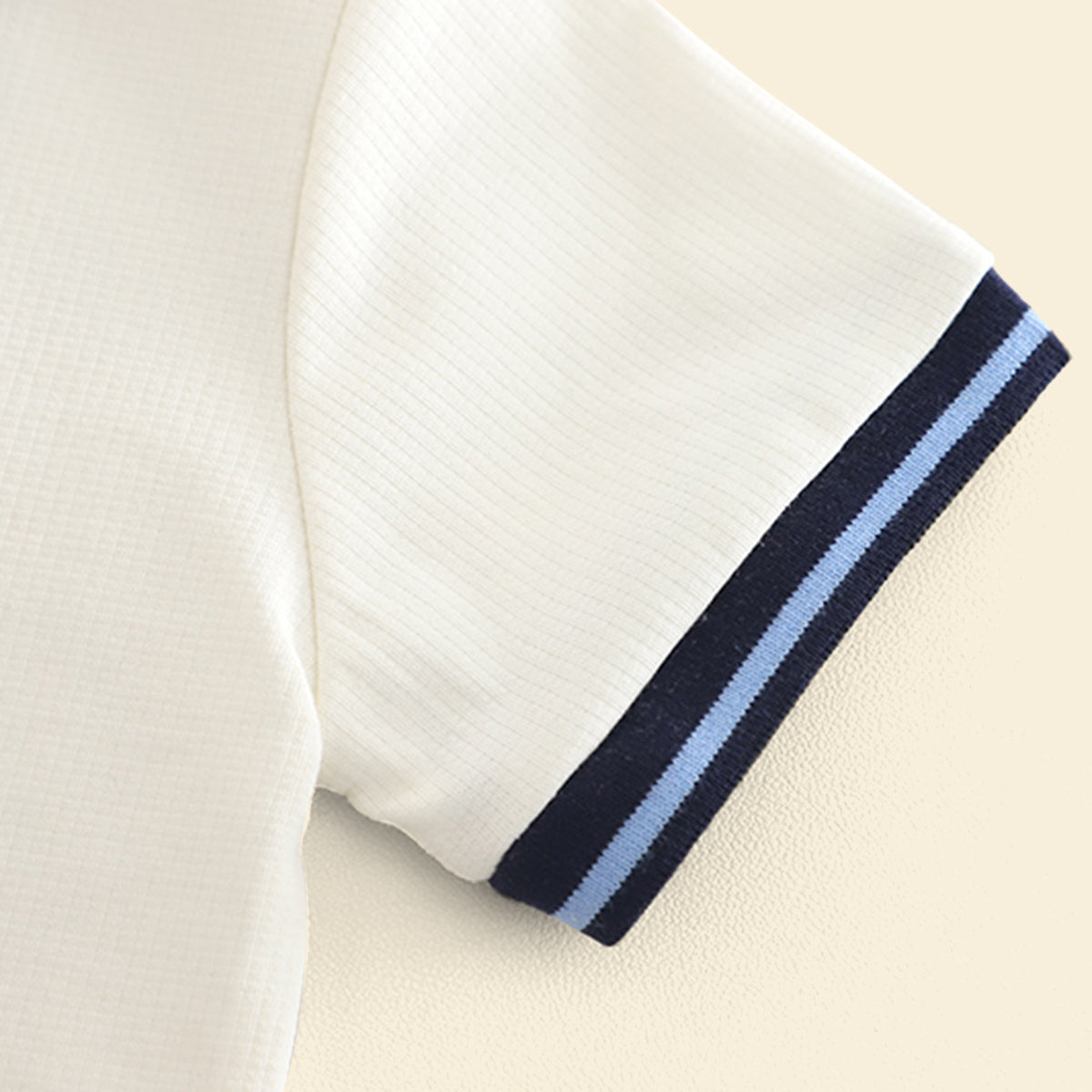 Boys White Striped Collar Polo T-Shirt With Denim Shorts Set 2 pc. Sets