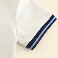 Boys White Striped Collar Polo T-Shirt With Denim Shorts Set 2 pc. Sets