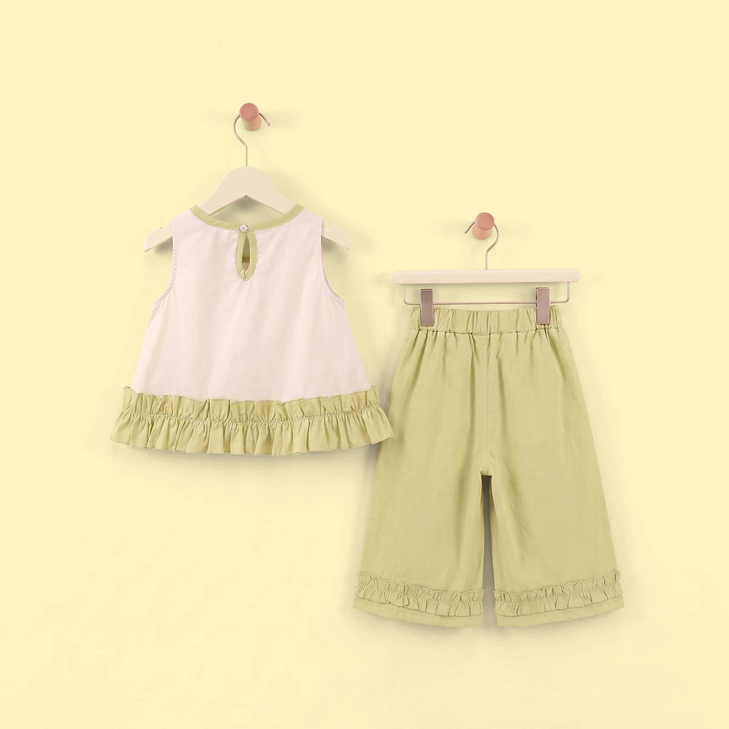 Girls Light Green Sleeveless Top With Pants Sets 2 pc. Sets