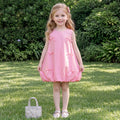 Girls Pink Bow Applique Sleeveless Balloon Dress Casual Dresses Pink 1-2 Y