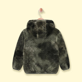 Girls Green Fleece Fuzzy Hooded Jacket Coats & Jackets