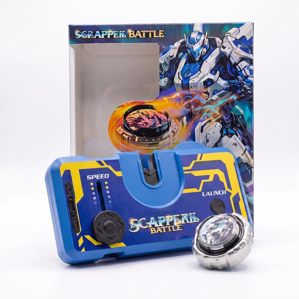 Unisex blue spinning top battle toy with electronic speed launcher