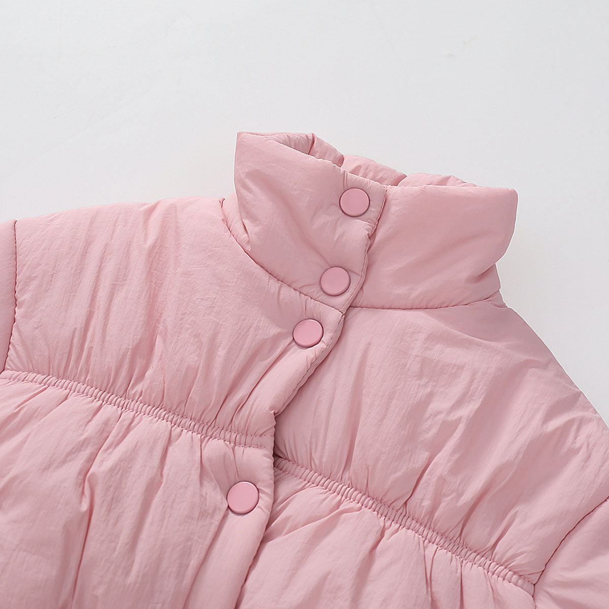 Girls Light Pink Solid Puffer Winter Jacket Coats & Jackets