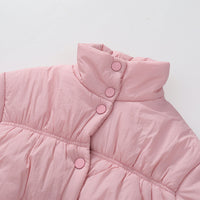 Girls Light Pink Solid Puffer Winter Jacket Coats & Jackets