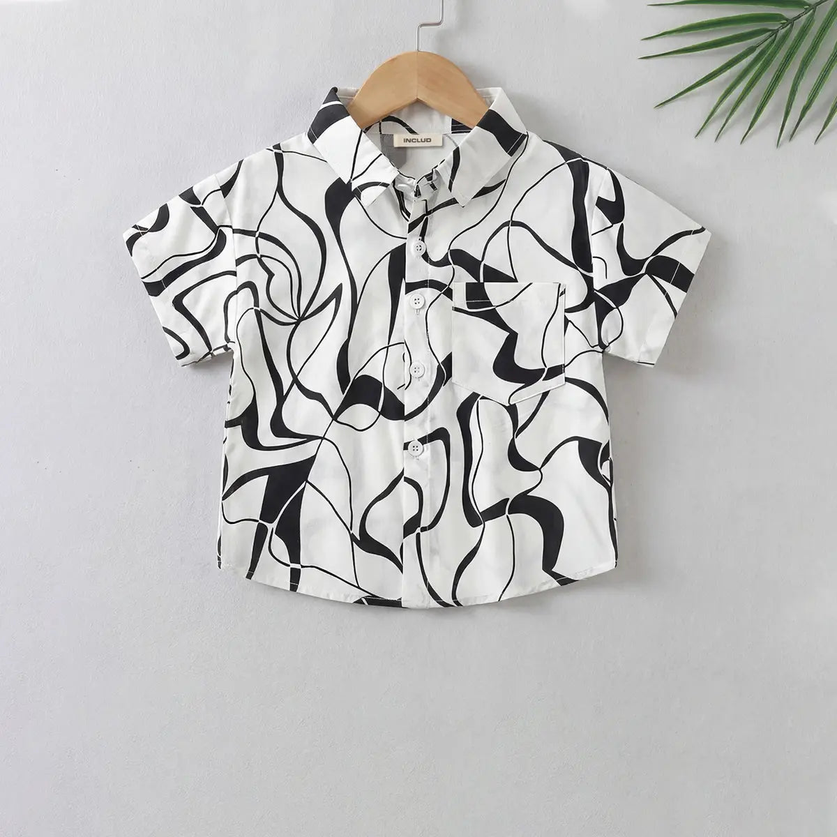 Boys White Abstract Printed Shirt With Short Sleeves Shirts White 1-2 Y