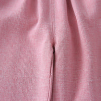 Girls Pink Textured Sleeveless Jacket With Top & Pants Set Sets