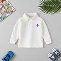 Boys White Long Sleeves Polo T-shirt Tshirts White 1-2 Y