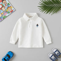 Boys White Long Sleeves Polo T-shirt Tshirts White 1-2 Y