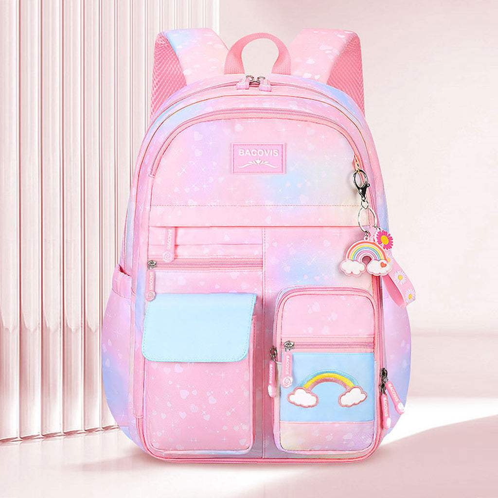 Girls Pink Multi-Compartment School Backpack Trending Accessories Pink Onesize