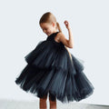 Girls Sleeveless Frill Layard Fit & Flare Dress Party Dresses Black 2-3 Y 