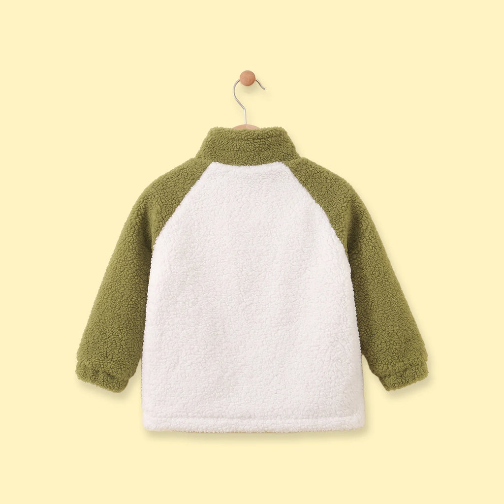Boys Olive Green Colourblocked Long Sleeve Zip-Up Jacket Coats & Jackets